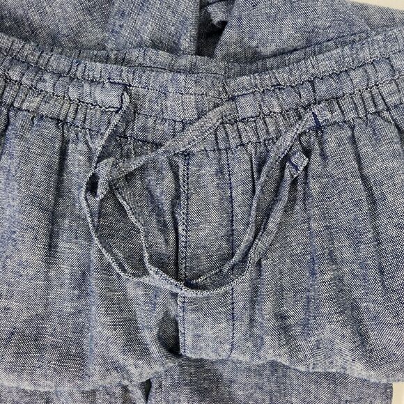 Old Navy Pants Medium Tall High Waisted Linen Blend Straight Cropped Chambray - Picture 7 of 10
